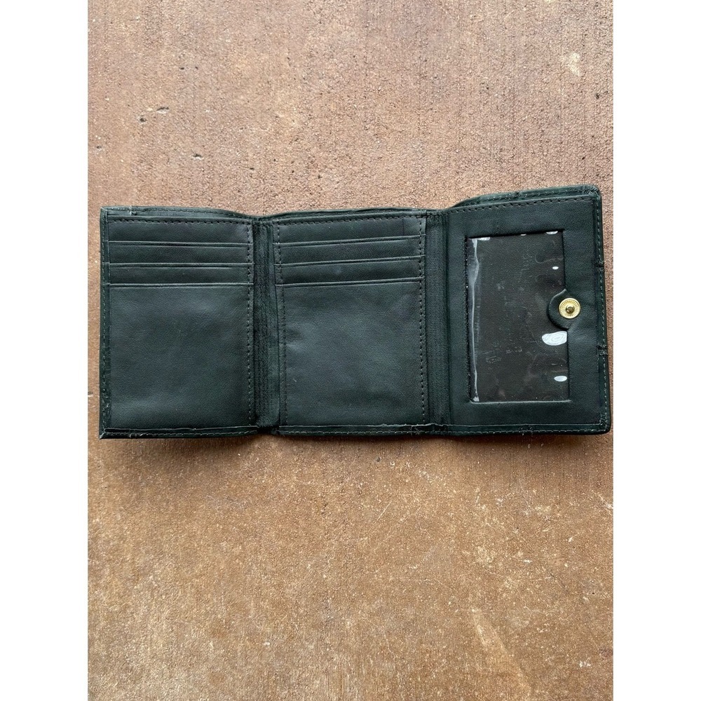 Genuine Leather Dark Green Tri-Fold Wallet Multi Card Organizer Zip Coin Pocket - Picture 2 of 5